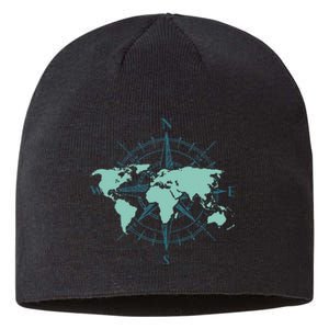 Cartography Traveler Travelling Compass World Map Sustainable Beanie