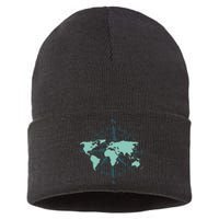 Cartography Traveler Travelling Compass World Map Sustainable Knit Beanie