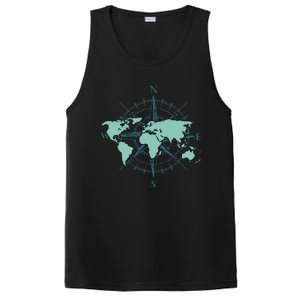 Cartography Traveler Travelling Compass World Map PosiCharge Competitor Tank