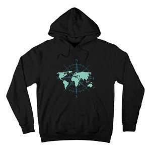 Cartography Traveler Travelling Compass World Map Tall Hoodie