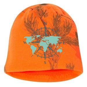 Cartography Traveler Travelling Compass World Map Kati - Camo Knit Beanie