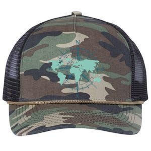 Cartography Traveler Travelling Compass World Map Retro Rope Trucker Hat Cap