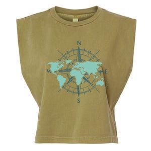 Cartography Traveler Travelling Compass World Map Garment-Dyed Women's Muscle Tee