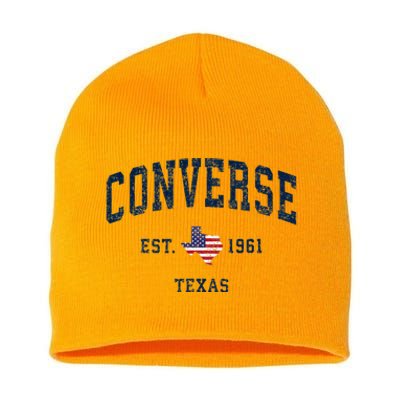 Con.Verse Texas Tx Vintage State Usa Flag Athletic Style Short Acrylic Beanie