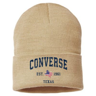 Con.Verse Texas Tx Vintage State Usa Flag Athletic Style Sustainable Knit Beanie