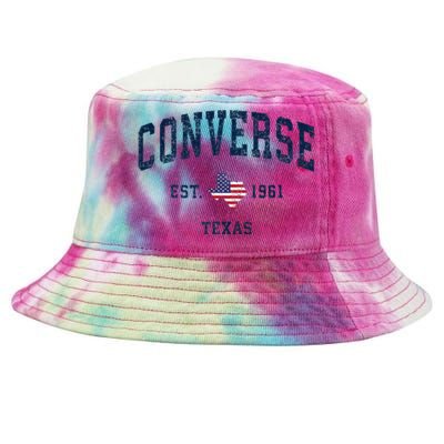 Con.Verse Texas Tx Vintage State Usa Flag Athletic Style Tie-Dyed Bucket Hat