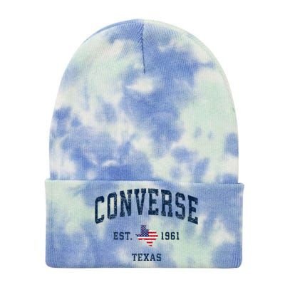 Con.Verse Texas Tx Vintage State Usa Flag Athletic Style Tie Dye 12in Knit Beanie