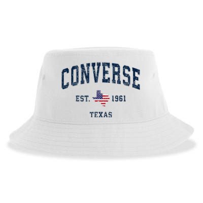 Con.Verse Texas Tx Vintage State Usa Flag Athletic Style Sustainable Bucket Hat