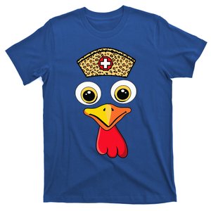 Cute Thanksgiving Turkey Face Nurse With Nursing Cap T-Shirt