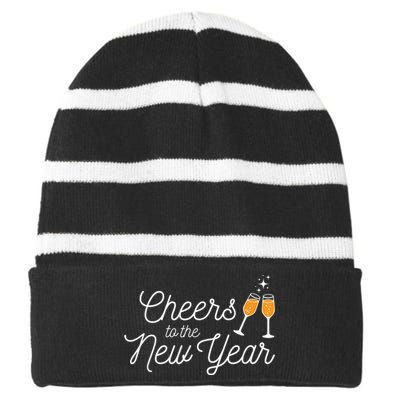 Cheers To The New Year New Years Striped Beanie with Solid Band