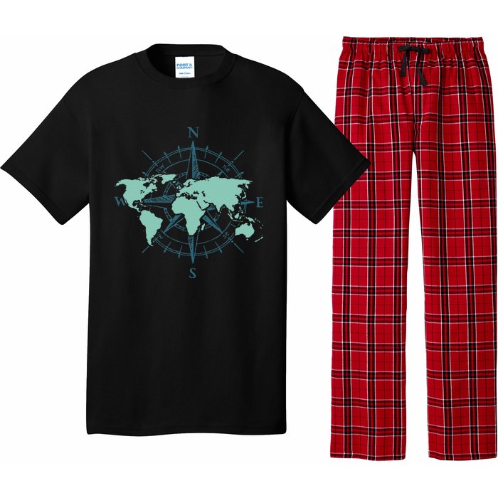 Cartography Traveler Travelling Compass World Map Pajama Set