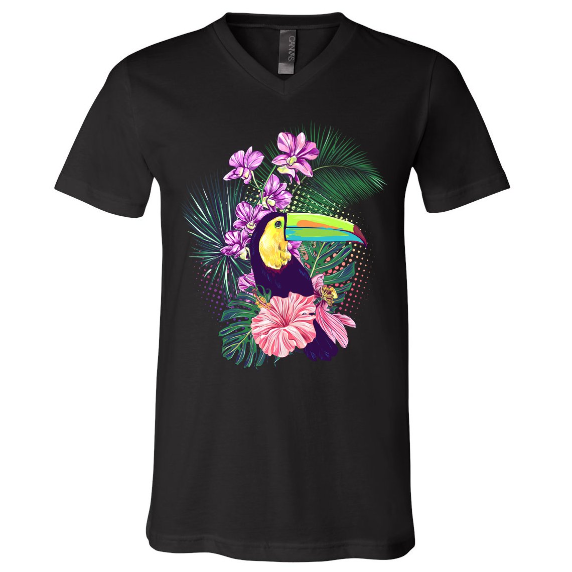Cute Tropical Toucan Bird V-Neck T-Shirt