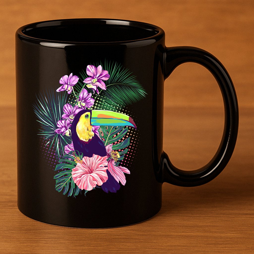 Cute Tropical Toucan Bird 11oz C Handle Ceramic Mug