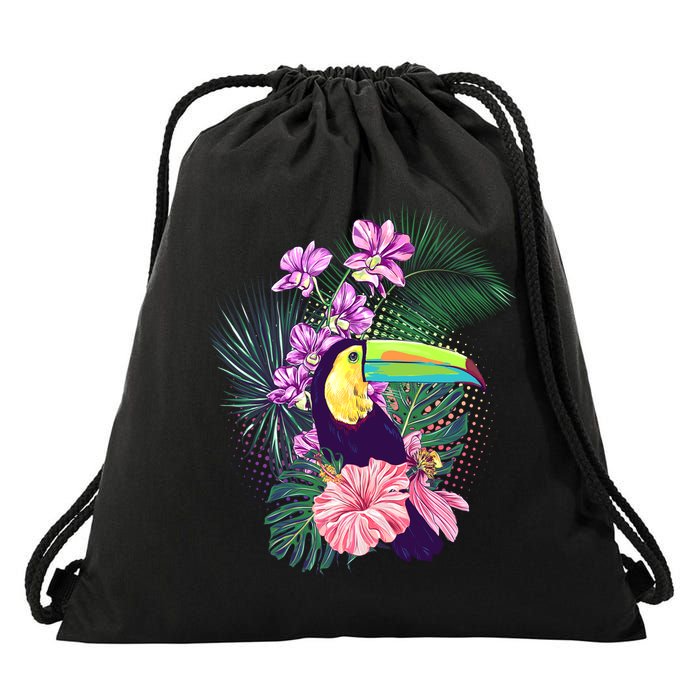 Cute Tropical Toucan Bird Drawstring Bag