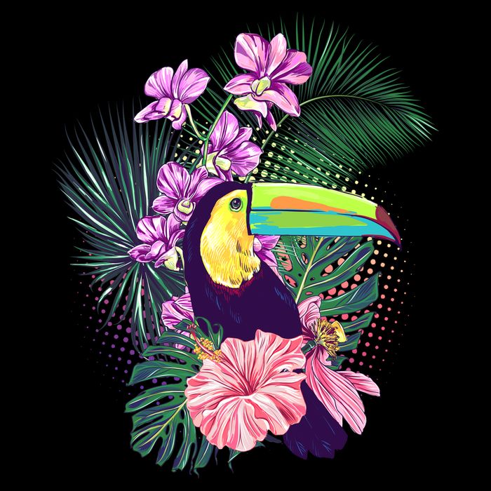 Cute Tropical Toucan Bird Drawstring Bag