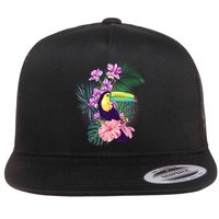 Cute Tropical Toucan Bird Flat Bill Trucker Hat