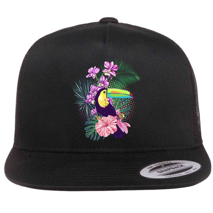 Cute Tropical Toucan Bird Flat Bill Trucker Hat
