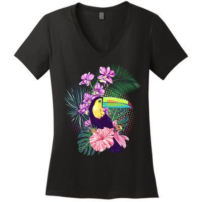 Cute Tropical Toucan Bird Women's V-Neck T-Shirt