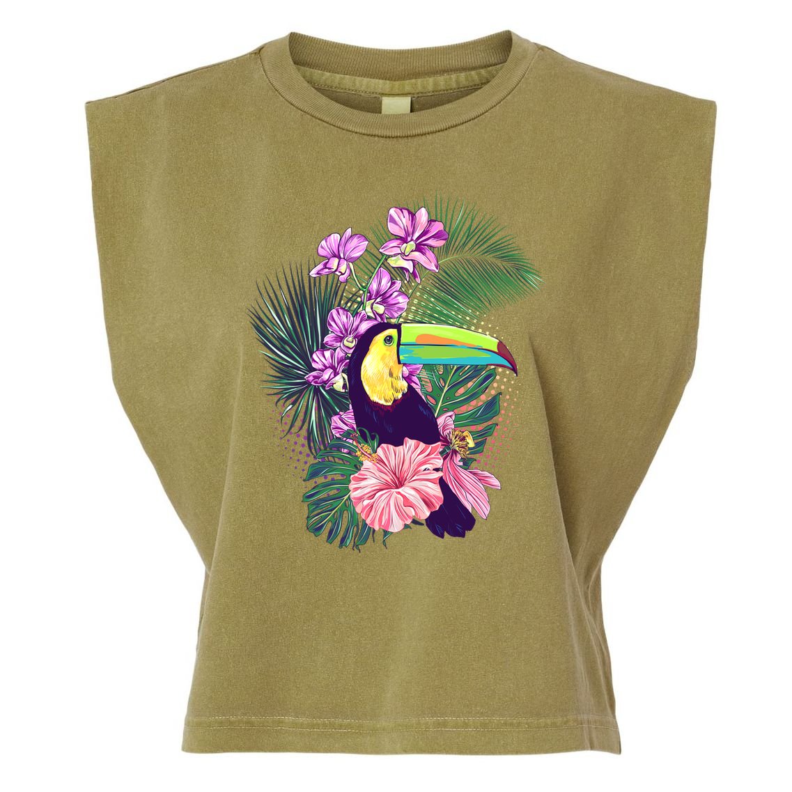 Cute Tropical Toucan Bird Garment-Dyed Women's Muscle Tee