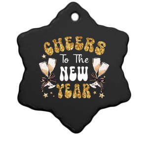 Cheers To The New Year 2024 Champagne Happy New Year 2024  Ceramic Star Ornament