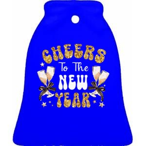 Cheers To The New Year 2024 Champagne Happy New Year 2024  Ceramic Bell Ornament