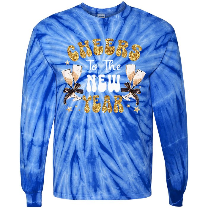 Cheers To The New Year 2024 Champagne Happy New Year 2024  Tie-Dye Long Sleeve Shirt