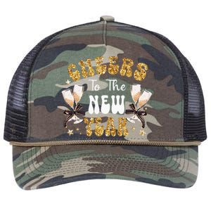 Cheers To The New Year 2024 Champagne Happy New Year 2024  Retro Rope Trucker Hat Cap