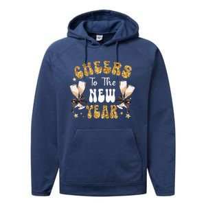 Cheers To The New Year 2024 Champagne Happy New Year 2024  Performance Fleece Hoodie