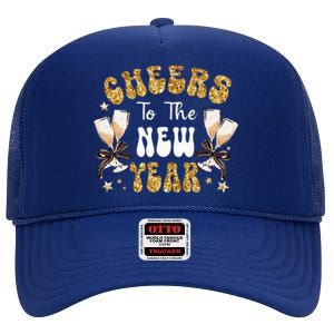 Cheers To The New Year 2024 Champagne Happy New Year 2024  High Crown Mesh Back Trucker Hat