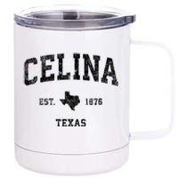 Celina Texas Tx Vintage Athletic Sports Design 12 oz Stainless Steel Tumbler Cup