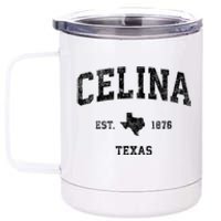 Celina Texas Tx Vintage Athletic Sports Design 12 oz Stainless Steel Tumbler Cup