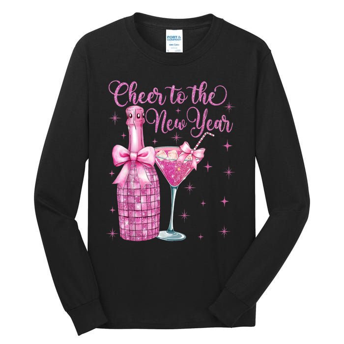 Cheer To The New Year Happy New Year 2025 Party Tall Long Sleeve T-Shirt