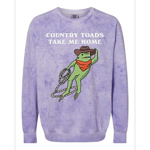 Country Toads Take Me Home Cowboy Frog Funny Western Colorblast Crewneck Sweatshirt