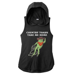 Country Toads Take Me Home Cowboy Frog Funny Western Ladies PosiCharge Tri-Blend Wicking Draft Hoodie Tank