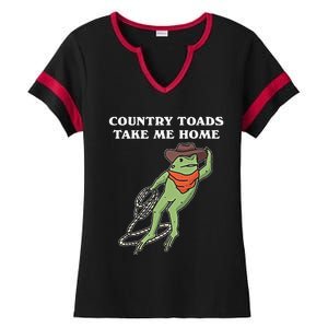 Country Toads Take Me Home Cowboy Frog Funny Western Ladies Halftime Notch Neck Tee