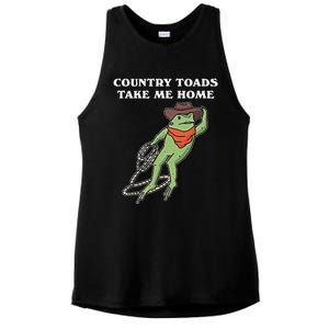 Country Toads Take Me Home Cowboy Frog Funny Western Ladies PosiCharge Tri-Blend Wicking Tank