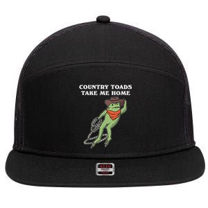 Country Toads Take Me Home Cowboy Frog Funny Western 7 Panel Mesh Trucker Snapback Hat