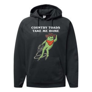 Country Toads Take Me Home Cowboy Frog Funny Western Performance Fleece Hoodie