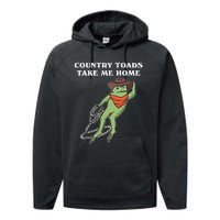 Country Toads Take Me Home Cowboy Frog Funny Western Performance Fleece Hoodie