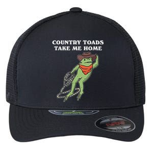 Country Toads Take Me Home Cowboy Frog Funny Western Flexfit Unipanel Trucker Cap