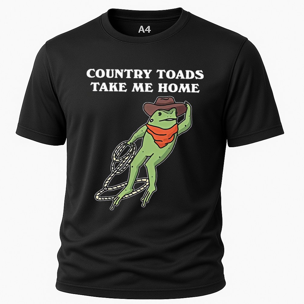 Country Toads Take Me Home Cowboy Frog Funny Western Cooling Performance Crew T-Shirt