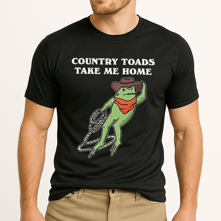 Country Toads Take Me Home Cowboy Frog Funny Western Cooling Performance Crew T-Shirt