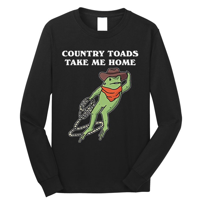 Country Toads Take Me Home Cowboy Frog Funny Western Long Sleeve Shirt