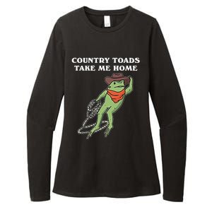 Country Toads Take Me Home Cowboy Frog Funny Western Womens CVC Long Sleeve Shirt