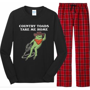 Country Toads Take Me Home Cowboy Frog Funny Western Long Sleeve Pajama Set