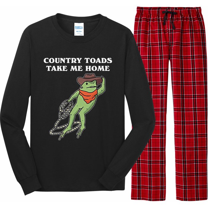 Country Toads Take Me Home Cowboy Frog Funny Western Long Sleeve Pajama Set