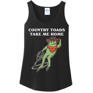 Country Toads Take Me Home Cowboy Frog Funny Western Ladies Essential Tank