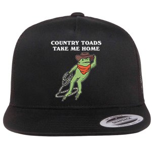 Country Toads Take Me Home Cowboy Frog Funny Western Flat Bill Trucker Hat