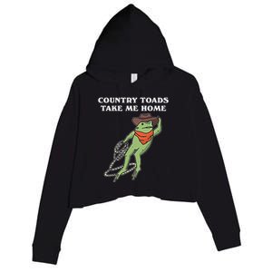 Country Toads Take Me Home Cowboy Frog Funny Western Crop Fleece Hoodie