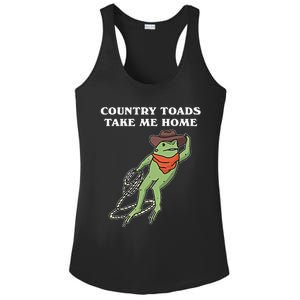 Country Toads Take Me Home Cowboy Frog Funny Western Ladies PosiCharge Competitor Racerback Tank